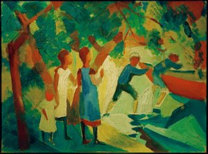 水で遊ぶ子供たち 作： August Macke